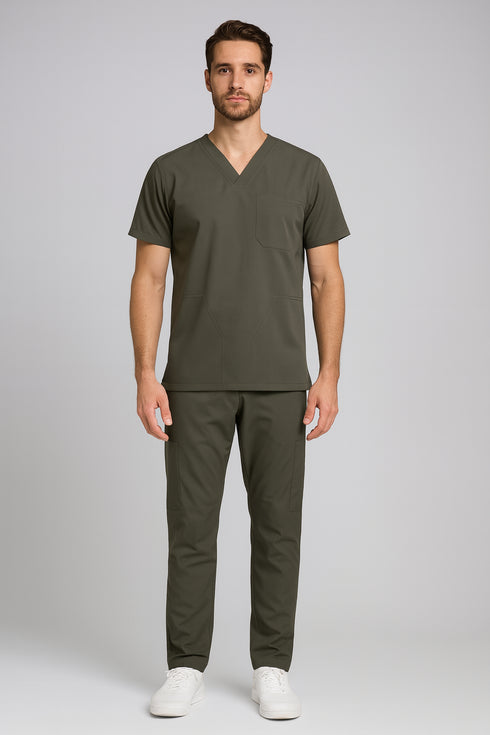 Men's V-Neck Utility Scrub – Multi-Pocket